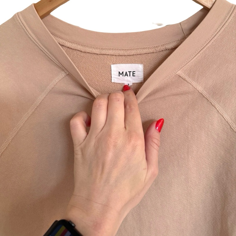 MATE The Label Organic Cotton Casual Tan Cream Pullover Sweater S - Picture 3 of 6